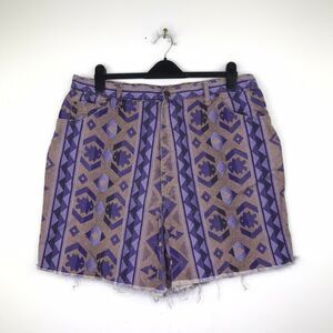 Congo Trader Women's 22W Jean Shorts Purple Brown Aztec Western Cut Off VTG C6